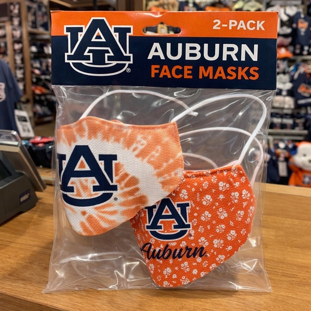 Auburn Tigers Face Masks 2-Pack Tie Dye‎ and Floral Orange Navy AU